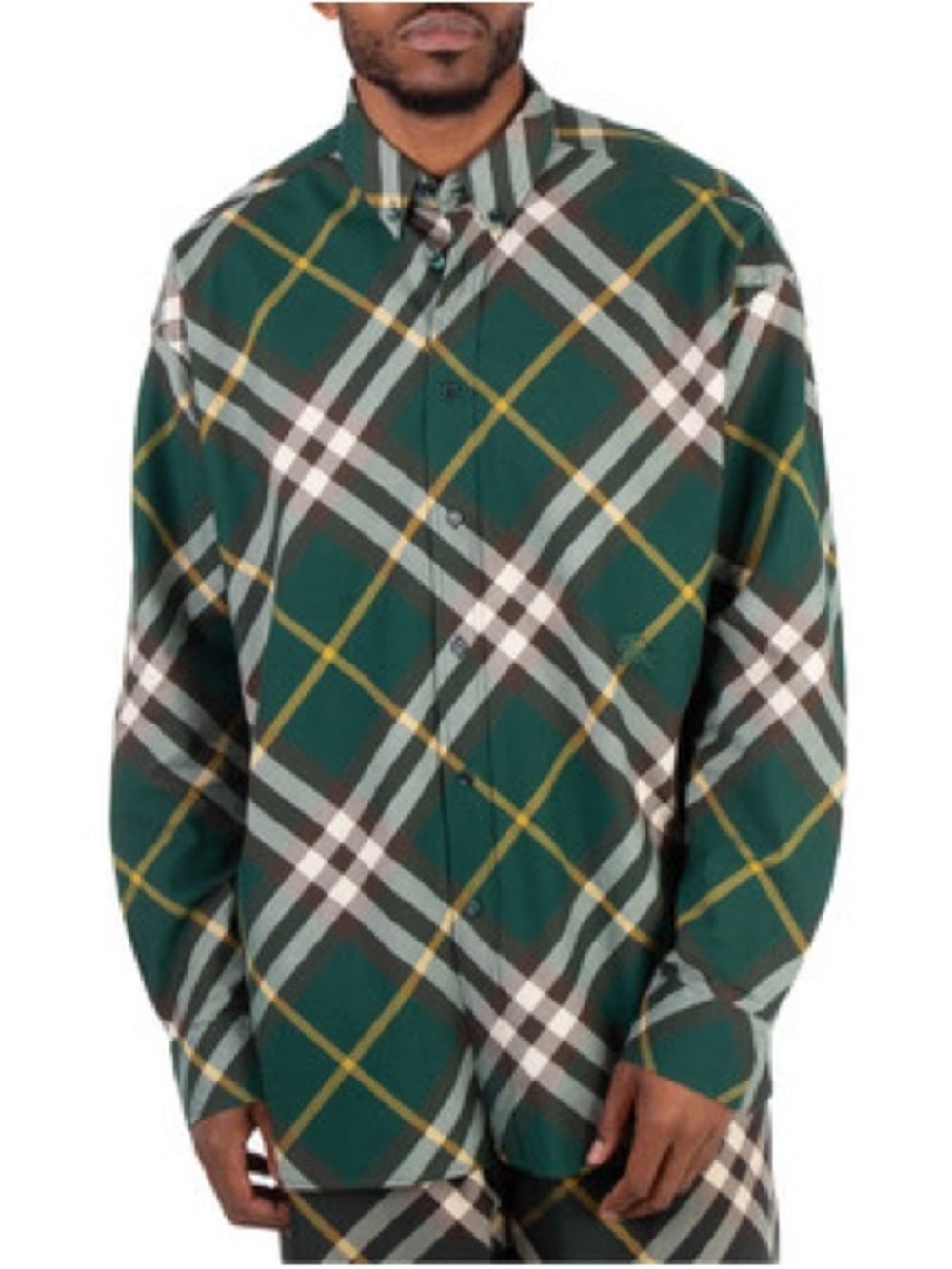 Burberry Green Plaid Button-Down Shirt